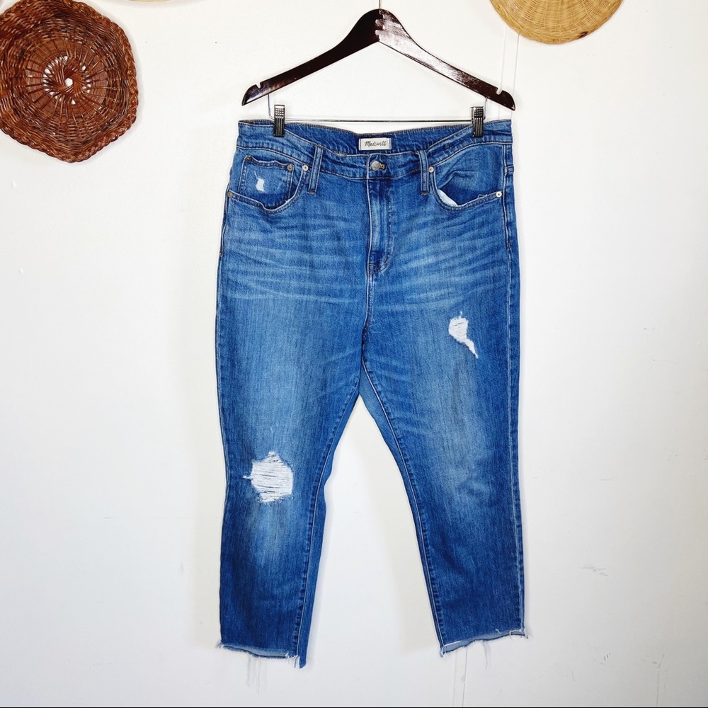Madewell The High Rise Slim Boyjean Distressed 32